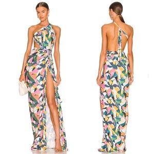 J.Angelique Revolve Geometric Disa Wrap Gown Slinky Maxi Dress